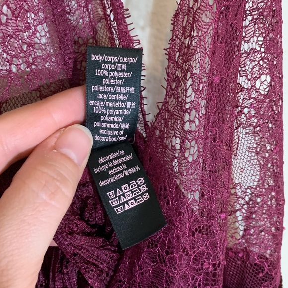 Victoria’s Secret (size XL) Intimate Burgundy Babydoll Lace Razorback Nighty - Picture 11 of 11